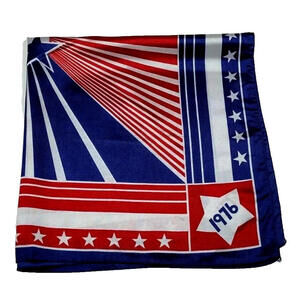 1976 Scarf Red White & Blue USA Geometric Abstract Art Scarf Vintage Americana